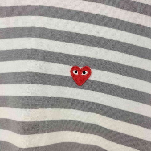 プレイコムデギャルソン PLAY COMME des GARCONS ミニハートワッペン クルーネックボーダー長袖カットソー レディース JPN:M